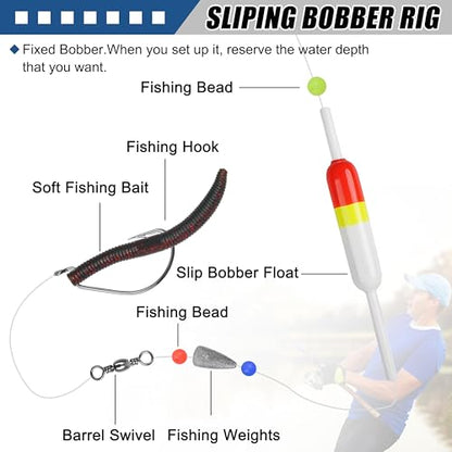141pcs Surf Fishing Tackle Kit Saltwater Fishing Rigs Ocean Tackle Kit Various Accessories Include Slip Bobbers Bait Rigs Saltwater Lures Hooks Sinker Weights Swivel Bottom Rig