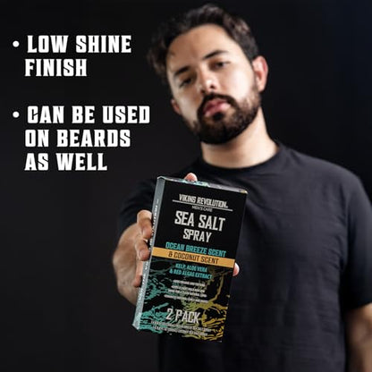 Viking Revolution Sea Salt Spray for Hair Men - Hair Texturizing Spray with Kelp, Aloe Vera and Red Algae Extract to Add Volume and Texture - Ocean Breeze and Coconut Scent, 8.8oz each - size: 8.8 Fl Oz (Pack of 2), style: Coconut + Ocean Breeze Sea Salt