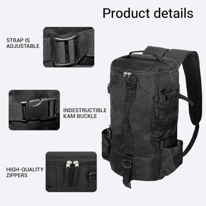 Fishing Tackle Backpack with Rod & Bottle Holder, Lightweight Outdoor Water-Resistant Fishing Gear Shoulder Storage Bag (Black) - color: Black3