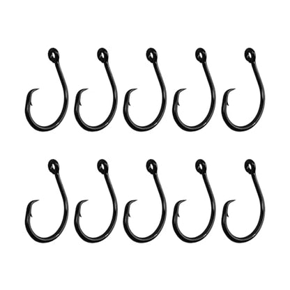 10PCS High-Carbon Steel Circle Hooks Barbed Fishing Hooks with Holes, Freshwater and Saltwater Fishing Hooks for Tuna, Catfish, Bass - size: 5/0