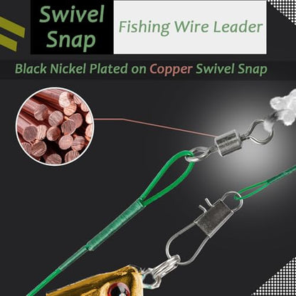 AMYSPORTS Saltwater Steel Leaders Fishing Rigs Heavy Duty Wire Leader Lures High Strength Fishing Leader Freshwater Black Nickel - size: #3 (9.8in-40lb) 30pcs