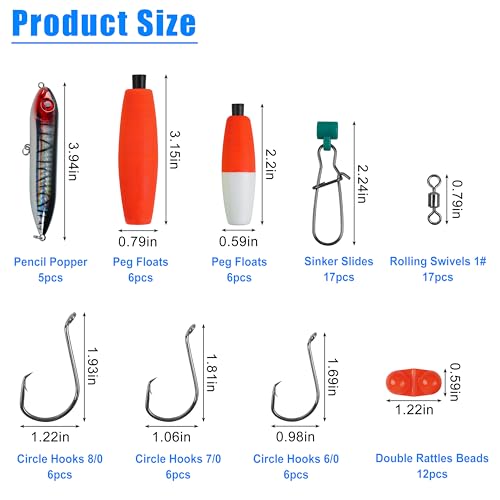 AGOOL Catfish Rig Making Kit Catfishing Tackle Accessories Fishing Bait Rigs Catfishing Equipment with Fishing Bobbers Catfish Floats Catfish Hooks Swivels Fishing Rattles Bells Sinker Slide