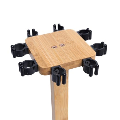 Fishing Pole Rod Racks—Floor Stand Bamboo Fishing Gear Equipment Storage Organizer, Easy Installation - Square rods holder - style: holds up 8 rods