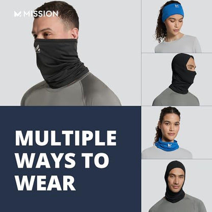 MISSION Multi-Use Neck Gaiter Face Mask for Ski & Outdoors, UPF 50, Breathable Lightweight Fabric - color: Black