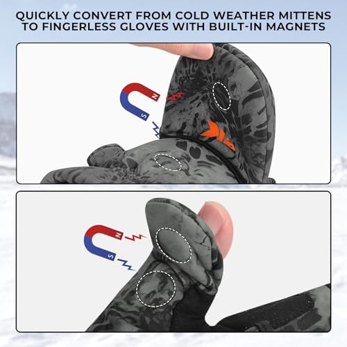 KastKing PolarBlast Convertible Ice Fishing Gloves Cold Weather Mittens and Fingerless Gloves with 3M Thinsulate Ideal for Ice Fishing, Photography - color: Blackout, size: Small