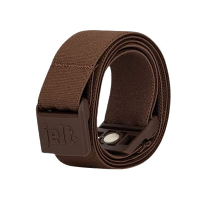 JeltX Adjustable Elastic Belts for Men and Women, Non-Slip Stretch Belt with Magnetic Belt Buckle and Grippy Gel - color: Brown