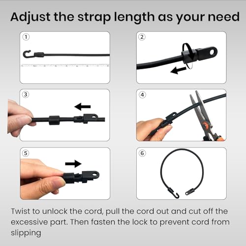 Pristis 4 pcs 18'' High Strength Rod Straps for Boat, Elastic Durable Deck Mount Fishing Rod Tamer, Strong Rubber Bass Pole Keeper Adjustable Tie Down Saver with Stainless Screws for Kayak Trunk Bed