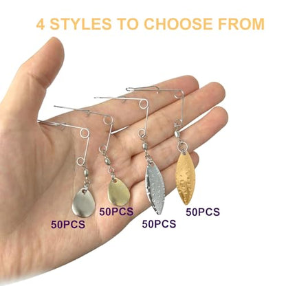 50PCS Fishing Spinner Blades Rigs Fishing Spinnerbait Smooth Spoons Kit | Replacement Accessories for Colorado Blade Making Spinner Shaft Bass Fishing Lures - color: 50PcsTeardrop Silver