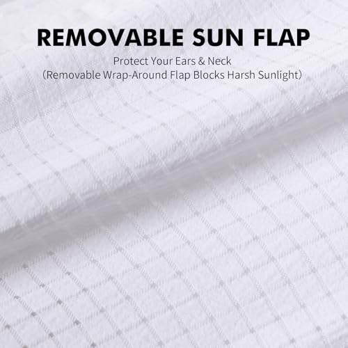AONIJIE Sun Hat with Removable Neck Flap for Men & Women - Breathable Mesh Fishing Hat, Lightweight Hiking Sun Cap - color: White