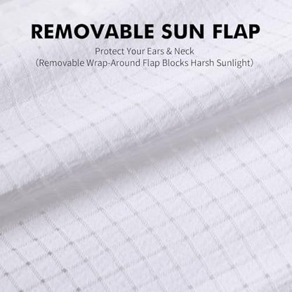 AONIJIE Sun Hat with Removable Neck Flap for Men & Women - Breathable Mesh Fishing Hat, Lightweight Hiking Sun Cap - color: White