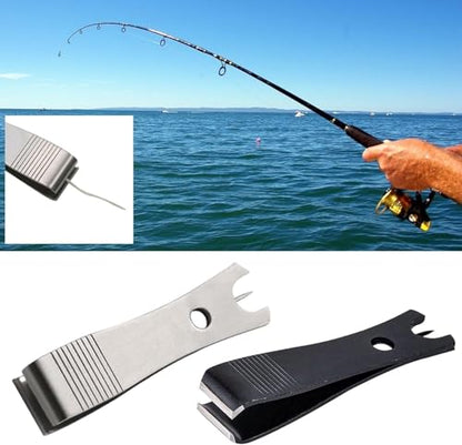 2 Pcs Fishing Line Cutter Nipper with Hook Eye Cleaner Pin Stainless Steel Line Scissors Cutting Tool Fishing Line Cutter Nipper with Hook Eye Cleaner Pin Multi Functional Accessories（Silver+Black）