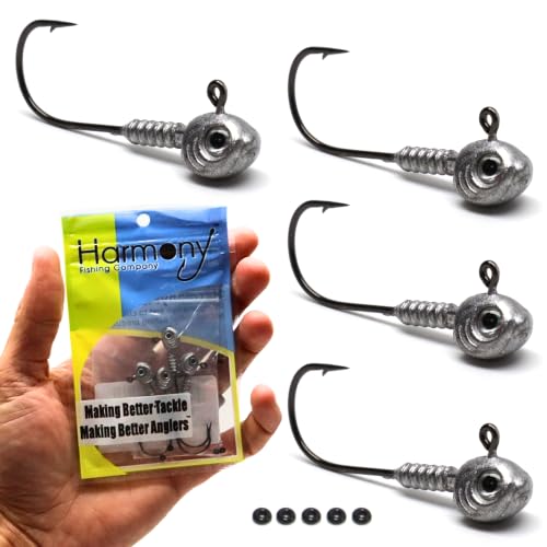 Harmony Fishing - Swimbait Jig Heads (4-Pack with 5 Bait Pegs) Tournament Grade Minnow Swimming Jig Heads - size: 1/8oz (1/0 Hook)