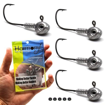 Harmony Fishing - Swimbait Jig Heads (4-Pack with 5 Bait Pegs) Tournament Grade Minnow Swimming Jig Heads - size: 3/8oz (1/0 Hook)