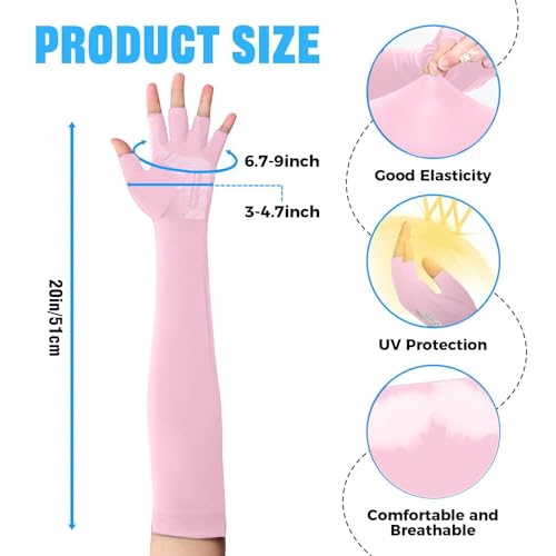 UV Protection Gloves - Non Slip Sunblock Gloves for Summer Outdoor Fishing & Driving - color: Pink White