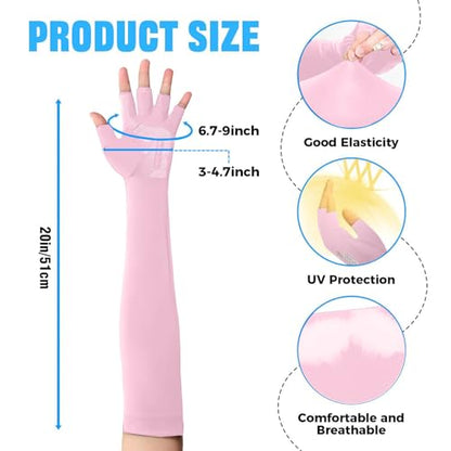 UV Protection Gloves - Non Slip Sunblock Gloves for Summer Outdoor Fishing & Driving - color: Pink White