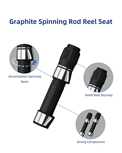 BLUEWING Spinning Reel Seat 18.3mm, 20.3mm Long Nut Rod Building for Fishing Handle Reel Black