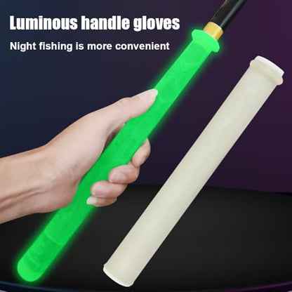 Fishing Rod Handle Cover, Silicone Fishing Pole Tube Sleeve with Non-Slip Design for 13mm-37mm Handle - color: White (luminous)