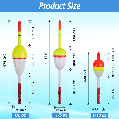 AGOOL Slip Bobbers Wood Fishing Floats and Bobbers Spring Bobbers Stick Slip Bobbers for Crappie Fishing Bobbers for Crappie Panfish Walleyes Trout Bass Fishing 5/10pcs - color: 1.18 x 0.79 x 3.54 inch - 5pcs