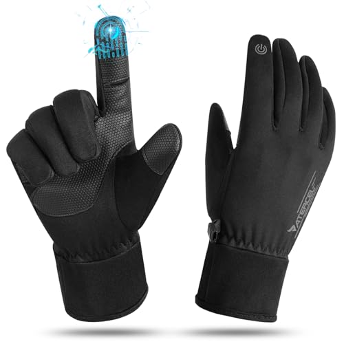 ATERCEL Winter Gloves Men and Women Cold Weather Glove Touchscreen Warm Waterproof Bicycle Gloves Sports Ski Glove - size: Small