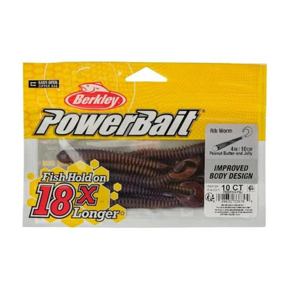 Berkley Berkley PowerBait Rib Worm - color: Peanut Butter and Jelly