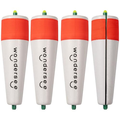 wondersee Fishing Floats Weighted Slotted Peg Popping Floats Slip Bobbers, Pack of 4 - color: White, size: 4in.