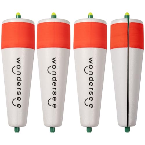 wondersee Fishing Floats Weighted Slotted Peg Popping Floats Slip Bobbers, Pack of 4 - color: White, size: 4in.