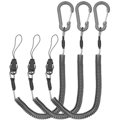 PATIKIL Coiled Lanyards with Buckle Retractable Safety Ring and Quick Release Detachable Buckle for Fishing Equipment - color: Black, size: 59 Inch