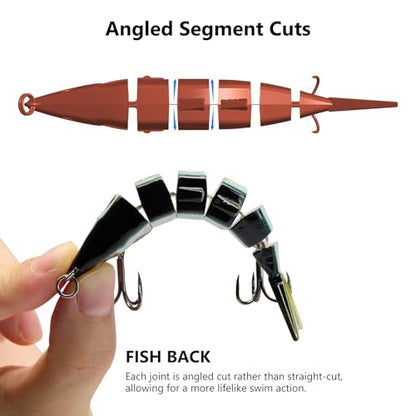 BASSDASH Bone Swimbait Multi Jointed Hard Fishing Lure for Bass Trout Bluegill Pike with Angled Cut Segments - color: Lake Chub