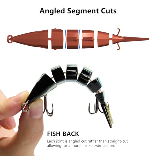 BASSDASH Bone Swimbait Multi Jointed Hard Fishing Lure for Bass Trout Bluegill Pike with Angled Cut Segments - color: Slate Blue Shad