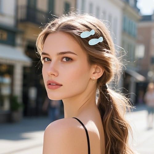 6 Pcs Cartoon Fish Hair Clips Fantasy Fish Styling Hair Accessories Blue Pearlescent Barrettes Metal Duckbill Hairpins Non Slip Headwear for Women Hairstyle Clips - color: Style 8