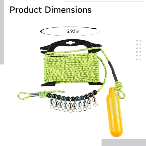 10 Clip Stainless Steel Fish Stringer, 32.8 ft Rope, 0.2 in Clips, Live Fishing Lock with Anti-Pester Rope for Catfish/Carp, Lake/Reservoir Use