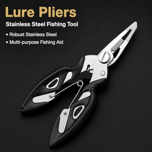 predolo Foldable Fishing Scissors, Stainless Steel Braided Line Cutter, Anti Rust Fishing Line Scissors for Tackle Box, Pocket Portable, Black multi-functional Lure Pl - style: Black multi-functional Lure Pl