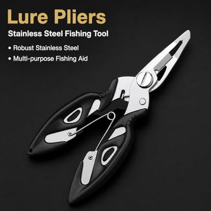 predolo Foldable Fishing Scissors, Stainless Steel Braided Line Cutter, Anti Rust Fishing Line Scissors for Tackle Box, Pocket Portable, Black multi-functional Lure Pl - style: Black multi-functional Lure Pl