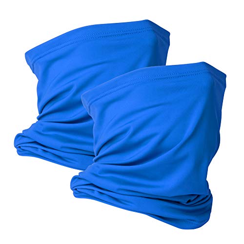 VULKIT 2 Pack Neck Gaiter Face Mask Scarf Reusable Bandanas Tube UV Protection Balaclava Outdoor Sport for Men and Women - color: Blue