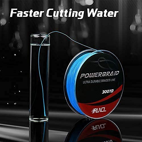 RUNCL PowerBraid Fishing Line 4/8/9 Strands, Braided Fishing Line 300/500/1000Yds - Seamless Weaving Tech, Enhanced Coating Tech, Zero Stretch, High Sensitivity, Smaller Diameter - Braid Line 15-115LB - color: Blue, size: 18LB-300yds(8 Strands)