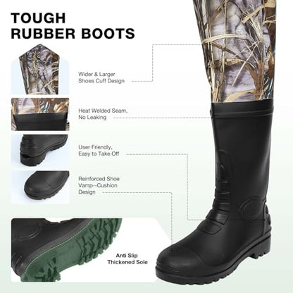 Lekesky Fly Fishing Chest Waders with Boots for Men Women, US Sizes 5–14,2-Ply Nylon/Pvc Waterproof Waders - color: Camo, size: M9/W11