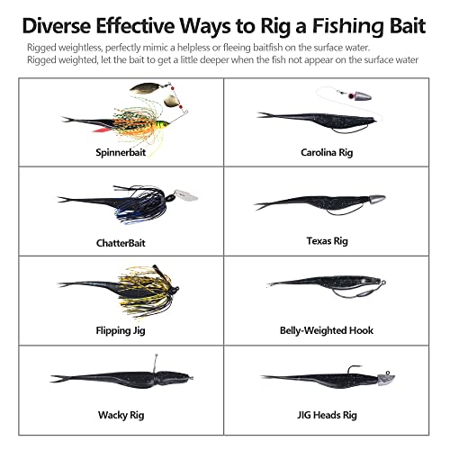 Fishing Bait Soft Plastic Lures 30/50 Pcs, Weighted Hooks 10 Pack & 40-Piece Set, 4in/5in Salty Split Tail Jerk Shad, 3/0 4/0 5/0 Weedless Swimbait Hook for Bass Fishing - color: Set A, size: 4in-30 Pcs