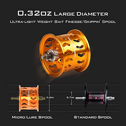 KastKing Zephyr Bait Finesse Baitcasting Reel, Carbon Fiber Fishing Reel - Drag Clicker Version, 7.2:1 Gear Ratio Fishing Reel - 5.6oz Lightweight Bait Finesse System Casting Reel - color: Left Handed-7.2:1 Drag Clicker