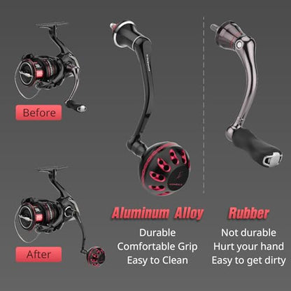 GOMEXUS Power Handle for Shimano Stradic FL FM Stella Vanford Vanquish Nasci Twinpower 1000-5000 Spinning Reel Replacement Crank - color: Black Red