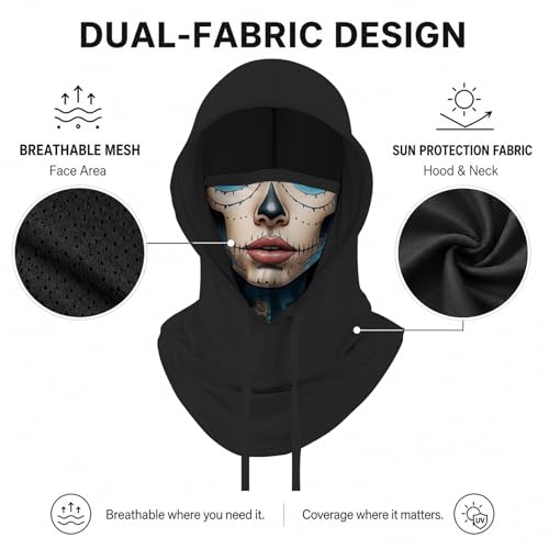 Skull Balaclava Hat for Women Men Sun UV Protection Summer Cooling Full Face Mask Cycling Hiking Fishing Outdoor Sports - color: Skull 09