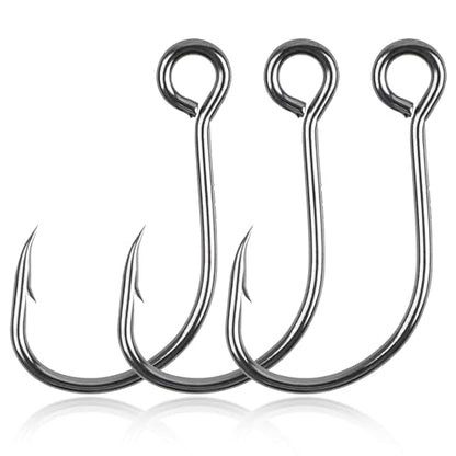 Inline Single Hooks, Inline Fishing Hooks for Treble Hook Replacement Lures Plugs Baits Large Eye with Barbed Saltwater Freshwater Fishing, #4#2#1 1/0 2/0 - size: 2#-100pcs