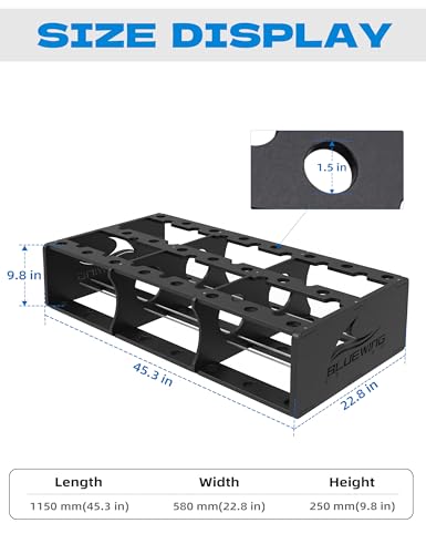 BLUEWING 45 Fishing Rods Storage Rack Trolling Aluminum Bent Butt Rod Holder Mounted Pole Organizer Large Capacity for Poles and Reel Combos, Black - color: Black