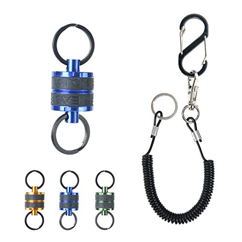 M MAXIMUMCATCH Maxcatch Magnetic Fly Fishing Net Release Holder Retractor with Carabiner Clip and Lanyard - color: Blue+Retractable Coil (1pc)
