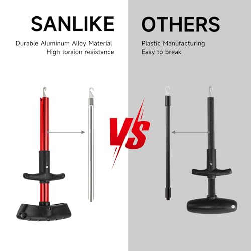 SANLIKE 2PCS Adjustable Fishing Fighting Belt ABS Rod Waist Support Tackle | Soft EVA cushion eases belly pressure, quick adjust waist strap, deep rod slot, bonus metal clip for small tackle storage - color: Red Fishing Belt & Hook Remover