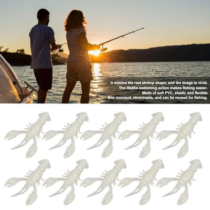 HERCHR Soft Fishing Lure Crawfish Bait Shrimp Lobster Claw Artificial Lure 10pcs Soft Lure Baits - color: LUMINOUS