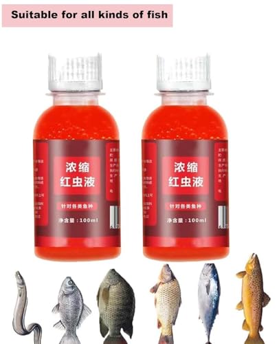 2PCS Red 40 Fishing Liquid, Red Ink Fishing,Fishing Bait,Red Fish attractants, Fishing Liquid Bait, Bait Fish Additive,Fish Lure Attraction Enhancer for Trout, Cod, Carp, Bass(100ml*2)