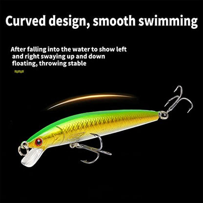 Gah Fishing Lure Kit Mixed Hard Baits Minnow Crankbaits Swimbait for Bass Pike Trout Salmon fit Saltwater and Freshwater Suspending Shallow Diving.