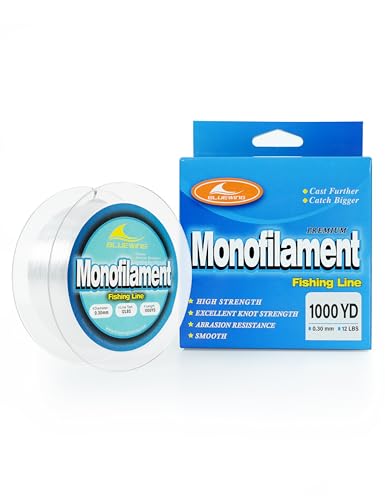 BLUEWING Monofilament Fishing Line Clear Mono Fish Wire Thin Diameter String 6-400 lbs, 50-3000 Yards - color: 01-Clear, size: 0.3mm/12lb/1000YD