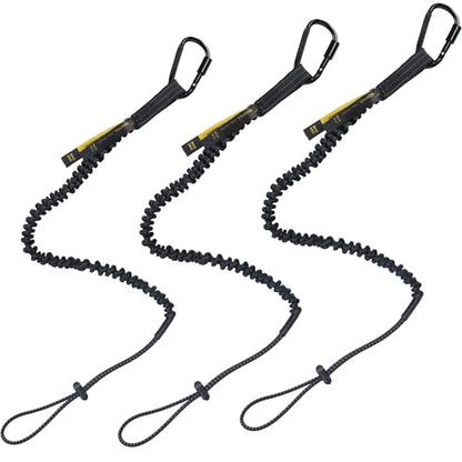 TRSMIMA Safety Tether Tool Lanyard - 3 pack Fall Protection Lanyard with Single Aluminum Screw Lock Carabiner Metal Buckle Adjustable Loop End - size: 3-pack