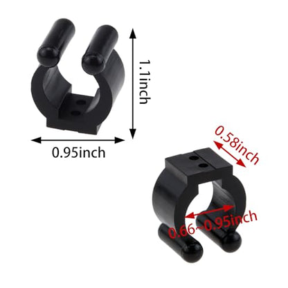 24 PCS Fishing Rod Clips, Wall Mount Fishing Pole Holder Clips for 0.66" to 0.95" Poles, Pool Cue Holder Storage Rack Replacement (Black) - color: Black